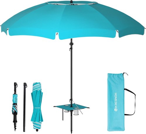 HOMEDEMO 7FT Portable Beach Umbrella - Lightweight Sun Protection for Outdoor Events
