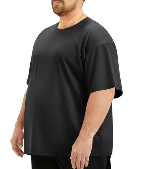 BOOJO Workout Mens Shirts - Casual Black Quick Dry Moisture Wicking T-Shirts Crew Neck Short Sleeve for Gym Athletic Running