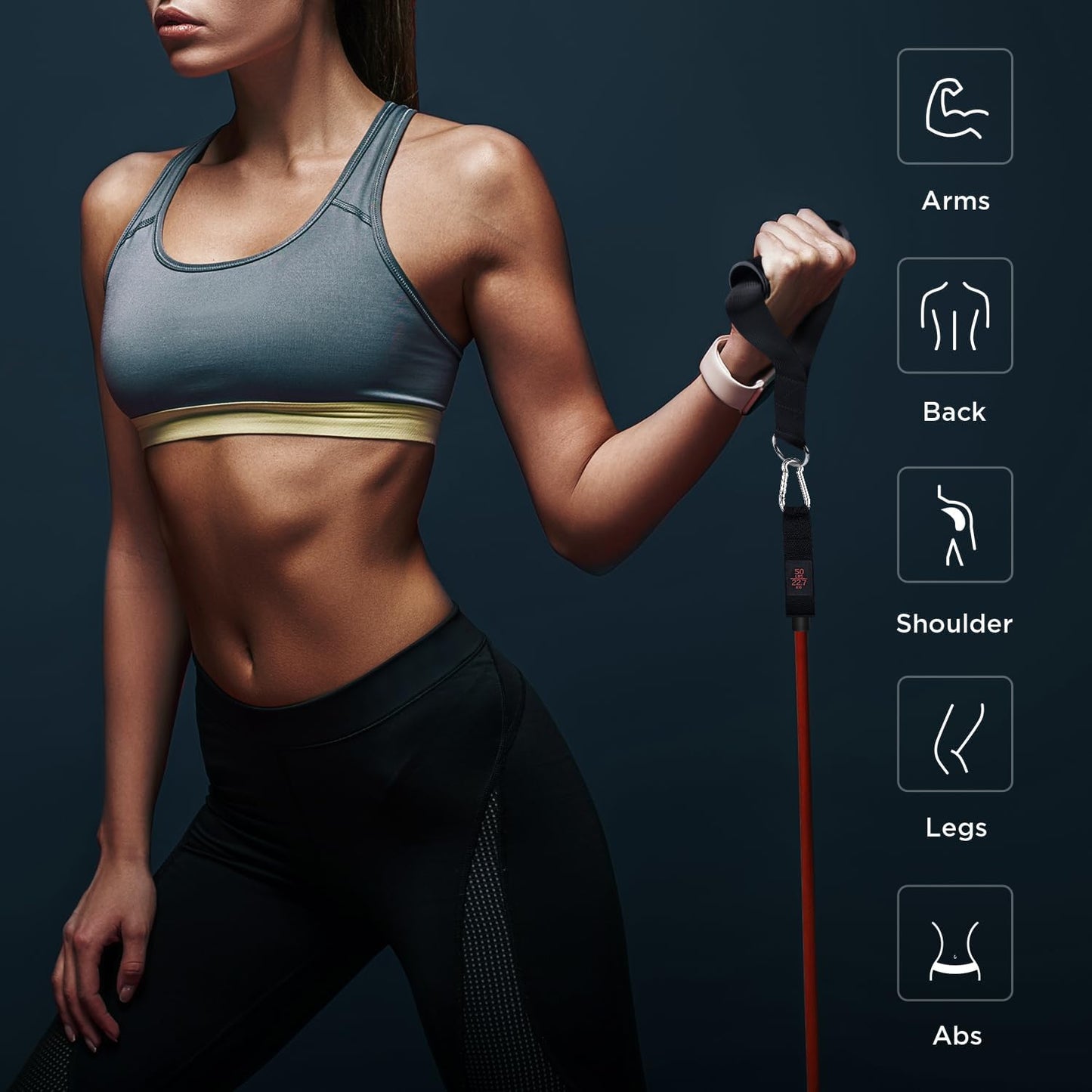 Simmgud Resistance Bands Set - Versatile Exercise Bands with Handles & Door Anchor | 150 LBS for Home Gym & Therapy
