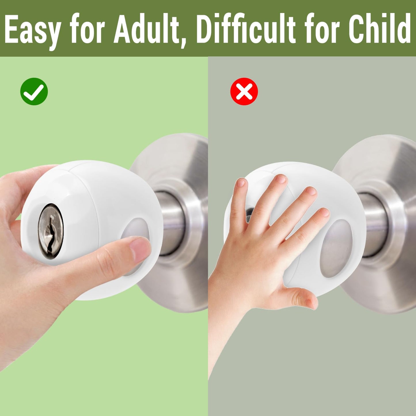 GCRQ Child Safety Door Knob Covers 4 Pack Reusable Baby Proof Door Knob Locks Baby Proof Door Handle Protector for Kids Universal Fit Easy Grip Lockable Design No Tools Needed