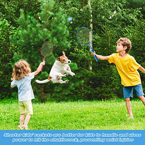 Kids Badminton Set with Rackets & Shuttlecocks - Blue & Pink