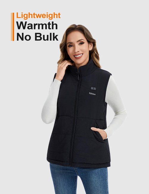 Zylyva Heated Vest Women with 20000mAh 7.4V Rechargeable Battery, Fuzzy Fleece Lined Electric Heating Vests Coats Jacket, M