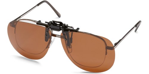 Fisherman Eyewear 8FCO Clip On Original Aviator Black Frame Polarized Sunglasses (Brown Lens)