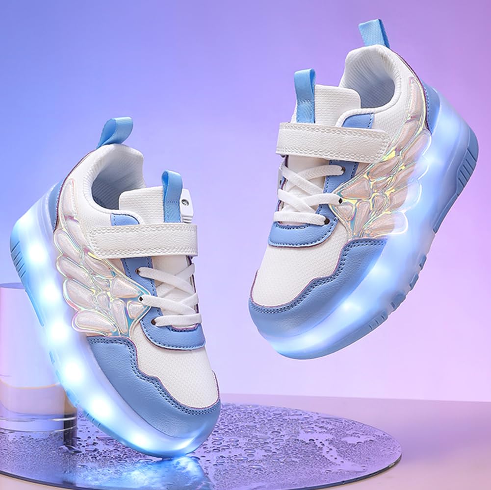Nsasy Kids Roller Shoes Boy Girl Sneakers with Wheels Become Sport Sneaker with Led for Christmas Birthday Children Show Gift