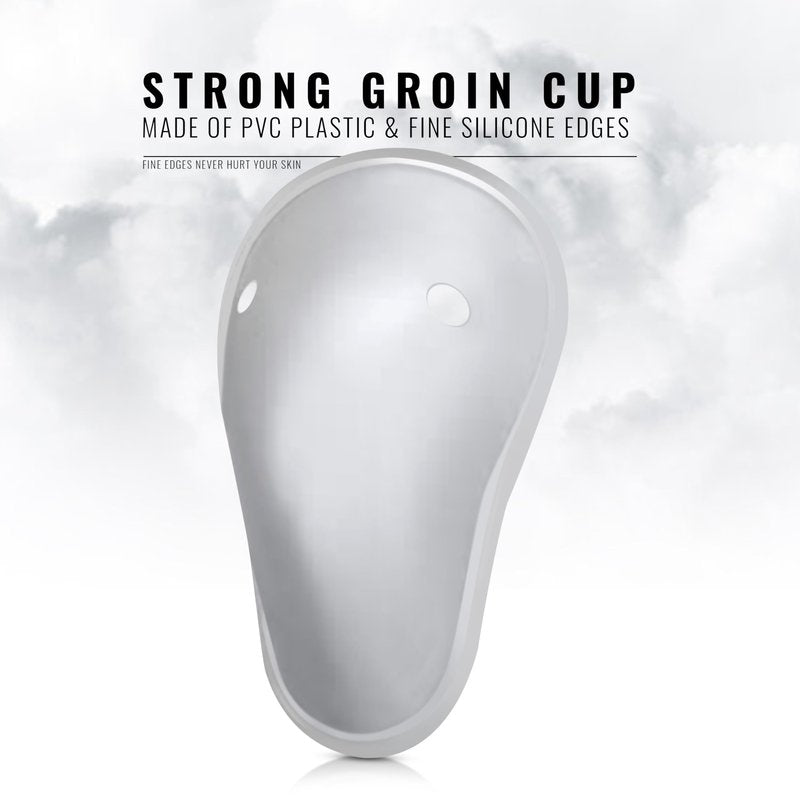 DXM SPORTS Boxing Groin Protector Men – Adjustable Groin Guard for Kickboxing, Taekwondo Sparring Gear, Muay Thai, Martial Arts Training (White, Medium)