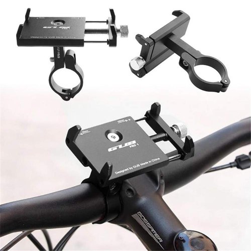 GUB PRO1 Universal Alloy Bike Cell Phone Holder Aluminum Bicycle Handlebar Phone Support for 3.5-6.2inch Bike Bracket Mount (Black)
