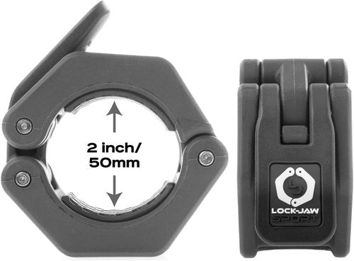 Lock-Jaw Sport Barbell Collars - Heavy Duty Olympic Barbell Clamps for 2” Bars | Secure & Durable, Black (2 Pcs)