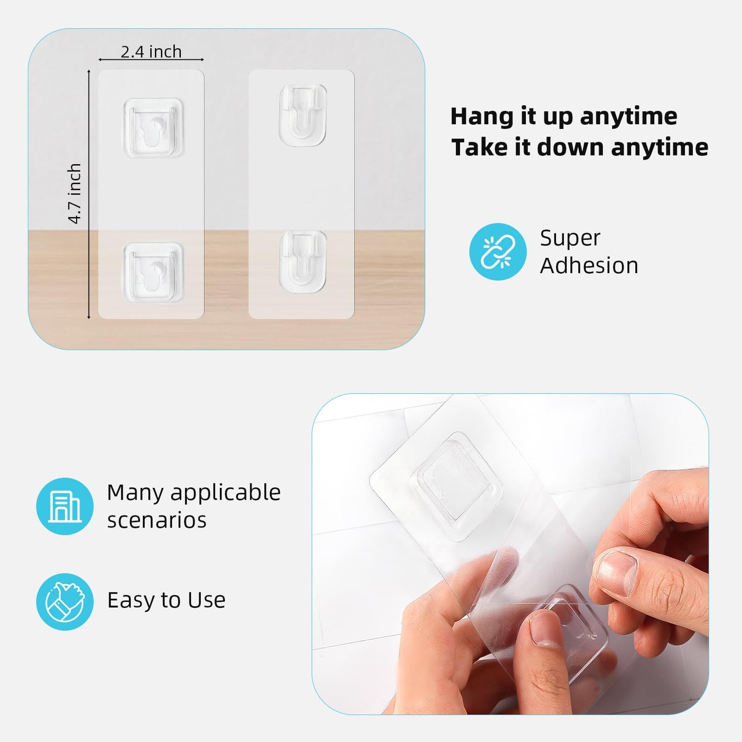 Double Sided Adhesive Hooks Adhesive paper towels facial tissues holder on wall mount Clear Self Adhesive Hooks, paper towel holder on wall Tissue Holders for Bathrooms,No Drill No Screw-20 PCS