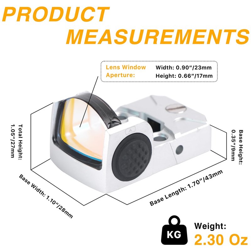Bravary UL3 Red Dot Sight 1x22mm 3 MOA Reticle (RMR Pistol Cut) Reflex Pistol Sight 20mm Picatinny Mount Included(Black)
