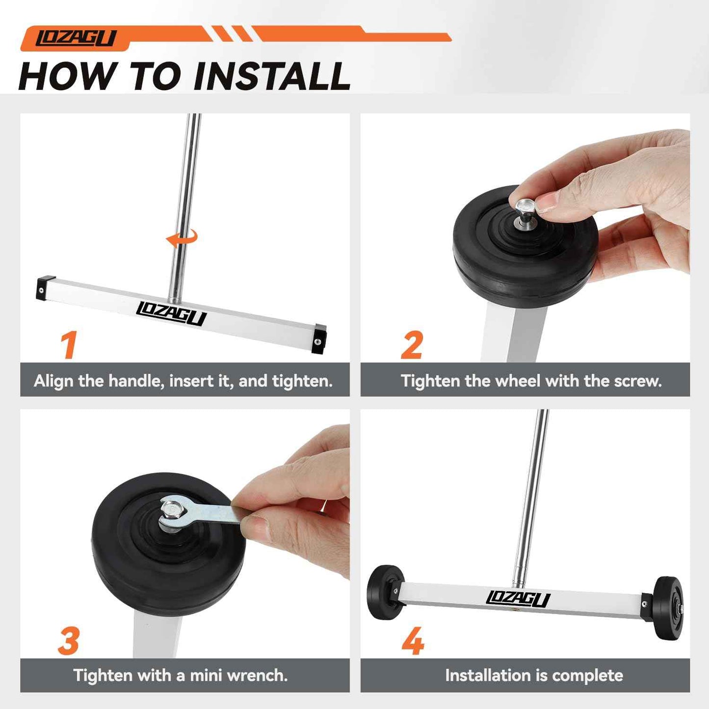 LOZAGU 17" Rolling Magnetic Sweeper with Wheels with Wheels, 8.8 Lbs Pull Force with Telescoping Holder