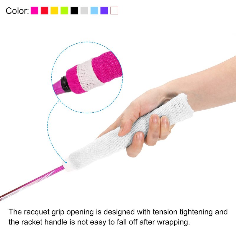 PATIKIL Cotton Feeling Badminton Towel Grip, 2 Pack Nylon Tennis Racket Overgrip Racquet Grip Hand Glue Anti-Skid Sweatband for Golf Bike Handle, White