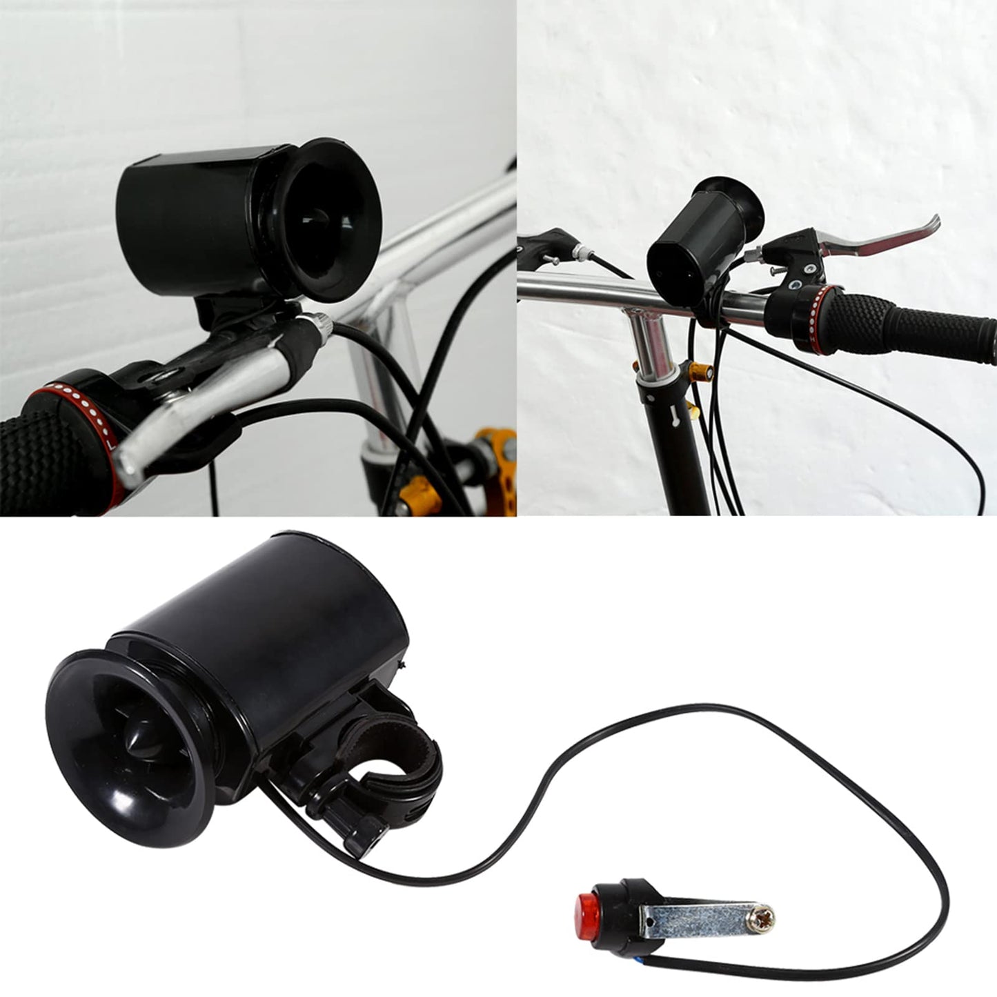 Natudeco 6-Loud Bike Rings Bell Sound Electronic Horn Bell Rings Bell Alarm Speaker Quick Release Bike Bell Electric Bike Bell with Black for Bicycle Handlebar Accessory