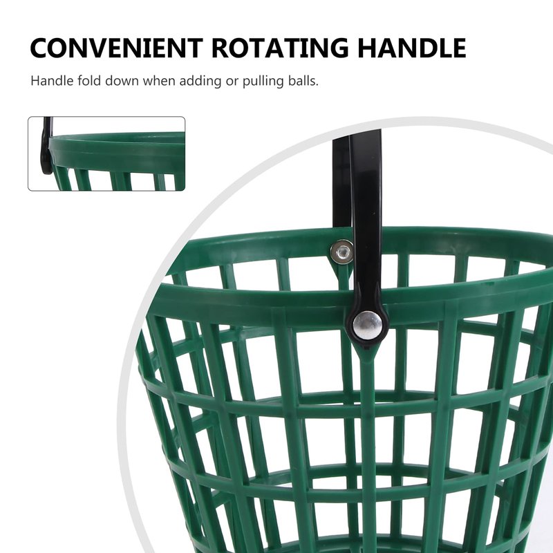 YARNOW Golf Ball Basket with Foldable Handle, Nylon Mesh, Capacity for 50 Balls, Weather-Resistant Portable Container, Green, 7.9 x 5.9 Inch, for Golf Practice and Storage