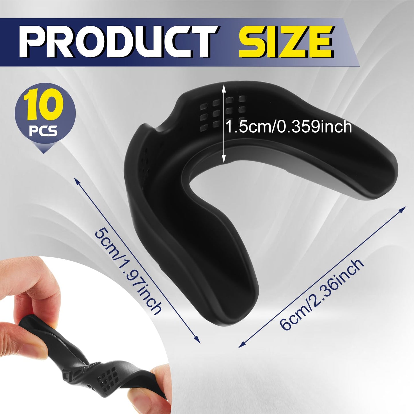 BBTO 10 Pack Sports Mouth Guard, Moldable Breathable Mouthguard with Perforation for Men Women Adult Team Sports(Black)