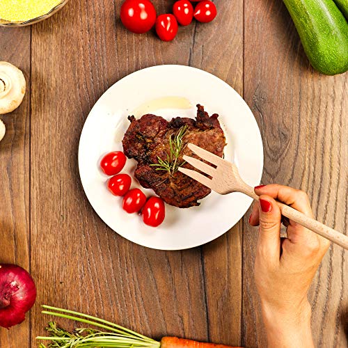 StesoSHOP Wooden Forks for Cooking - 2 Pc Beech Wood Set for Pasta & Salad