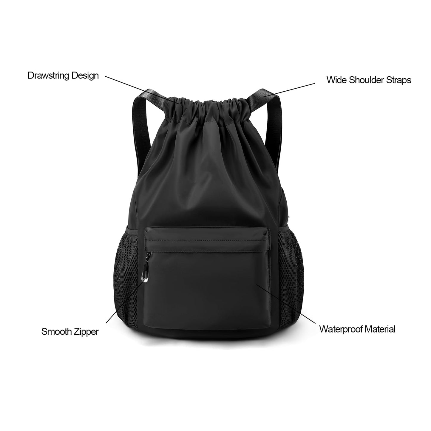 LOKAPEGY Yellow Drawstring Backpack for Women, Waterproof Drawstring Gym Bag for Men, Small Cinch Sack for Basketball, Pull String Sport Bag for Soccer.