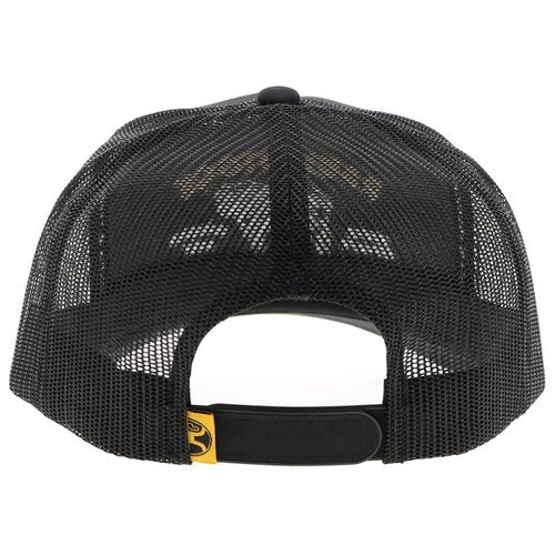 HOOEY Rank Stock Trucker Hat for Men – Adjustable Snapback, Breathable Mesh Baseball Cap - Western Trucker Hat - One-Size - Bucking Beef & Rodeo Company Stitch Design - Black