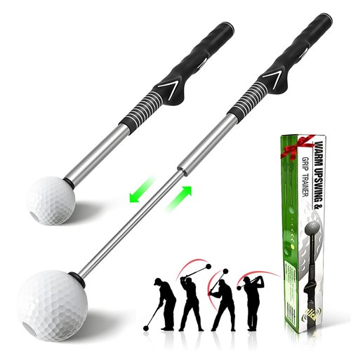 Retractable Golf Swing Trainer - Pro Handed Click Stick Golf Grip Trainer | Golf Grip Swing Training Aid Ideal for Beginners (Black)