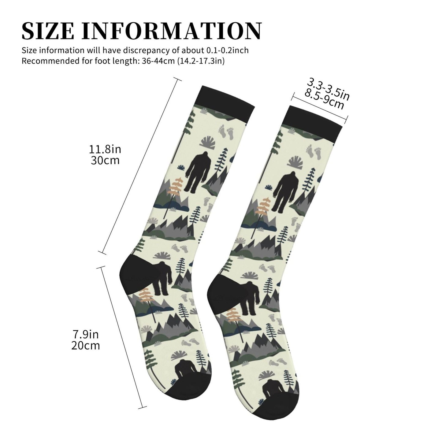 Bshuey Big Sasquatch Foots Compression Socks For Women & Men Circulation 15-20 Mmhg Knee High Best Support For Travel Running Athletic