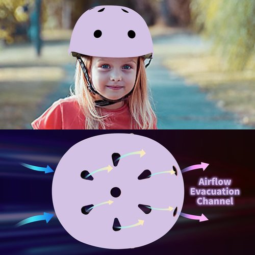 JeeFree Adjustable Gradient Color Skateboard Helmet for 3-5-8-14+Ages【Toddler Kids Youth Adult】 Girls Boys Woman.Bike Helmet for Multi-Sports Cycling Bicycle Scooter Inline Roller Skate Rollerblading