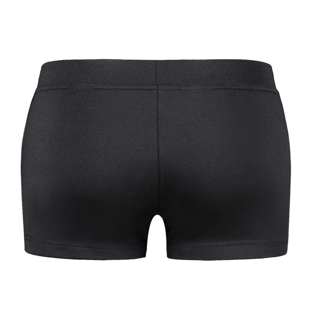 SUPRNOWA Low Rise Boy Cut Shorts for Women Athletic Spandex Gym Workout Booty Volleyball Yoga Dance Shorts (Black, Medium)