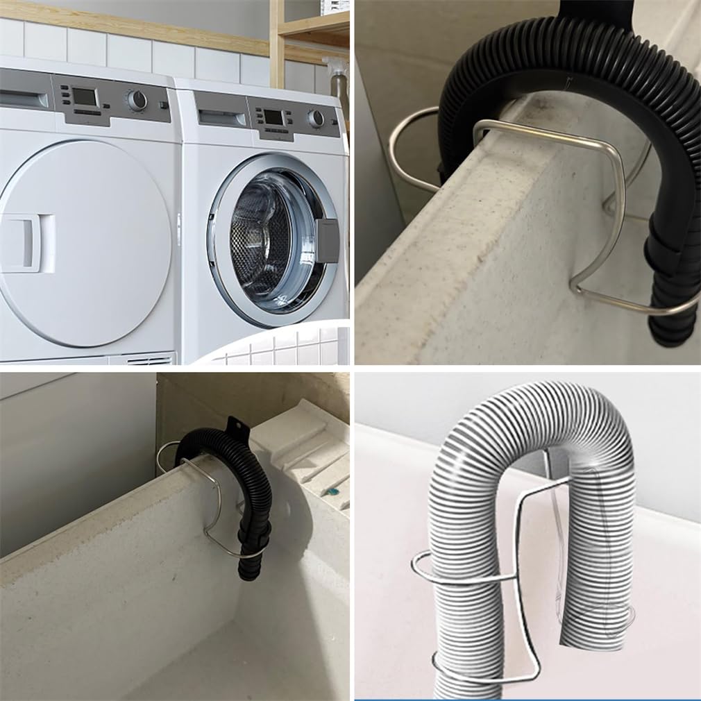 Washing Machine Drain Hose Holder Washer Drain Hoses Holders 304 Stainless Steel Washing Clip ClampUniversal Adjustable Utility Sink Clamp Fits All Drain Hose