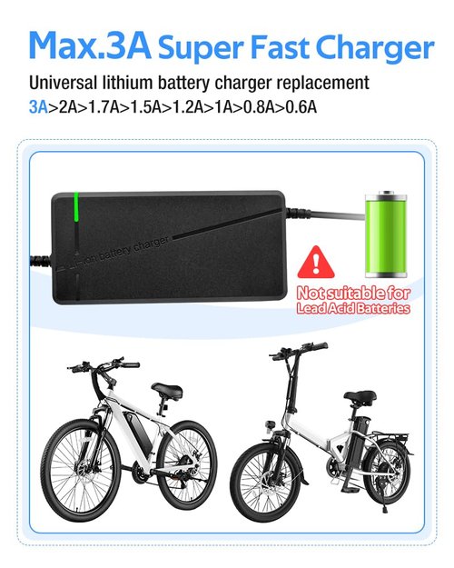 42V 3A/5A Charger Charging Speed is 100% Faster Than 1.5A and 50% Faster Than 2A,6 Plug Suitable for Various Lithium Batteries, Such as Lawn Mower and Wheelchair Lithium Batteries, etc. (3A-6 Plugs)