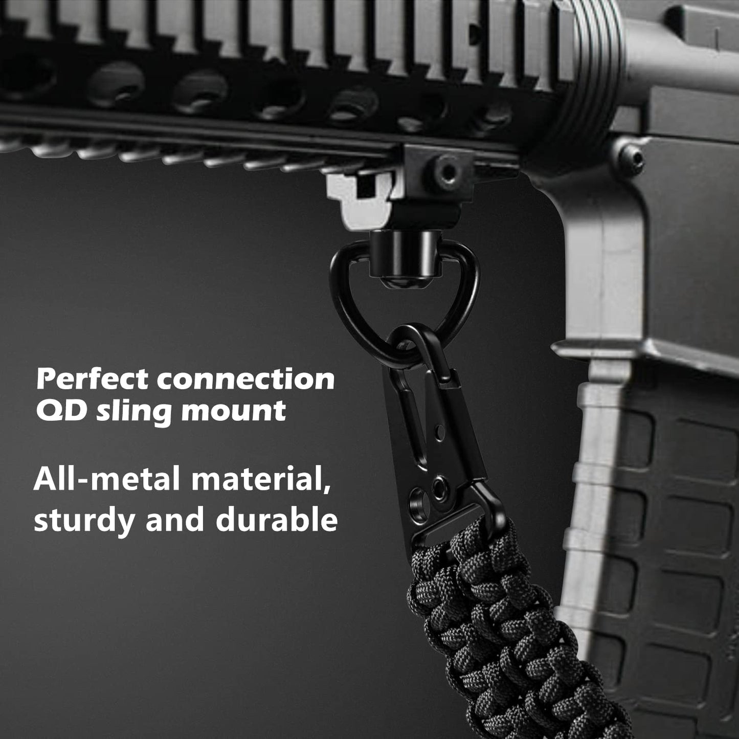 VVAAGG Metal QD Sling Swivel Mounts, Heavy-Duty Quick Detachable Sling Attachment, 2 Point Sling Clip Black-Occult