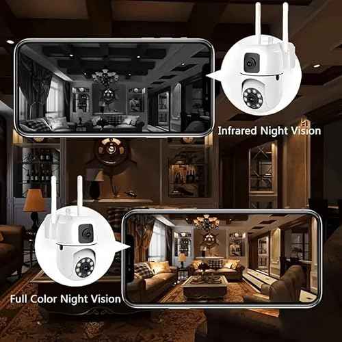Camera Home Security, Outdoor Camera Dual Lens, WiFi Human Detection, HD Night Vision, 2-Way Talk, Indoor/Outdoor Camera, Dual Screen App Control, for Home Yard Store, Surveillance Wireless Camera (2)
