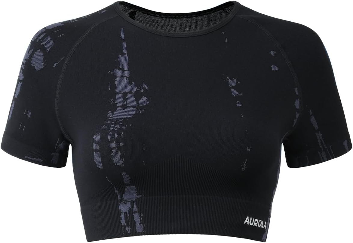 AUROLA Seamless Workout T-Shirts for Women - Short Sleeve Crop Top for Gym & Yoga Activities