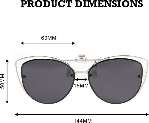 FEISEDY Polarized Cat Eye Clip-On Sunglasses - Stylish Rimless Flip-Up Design for Prescription Eyewear