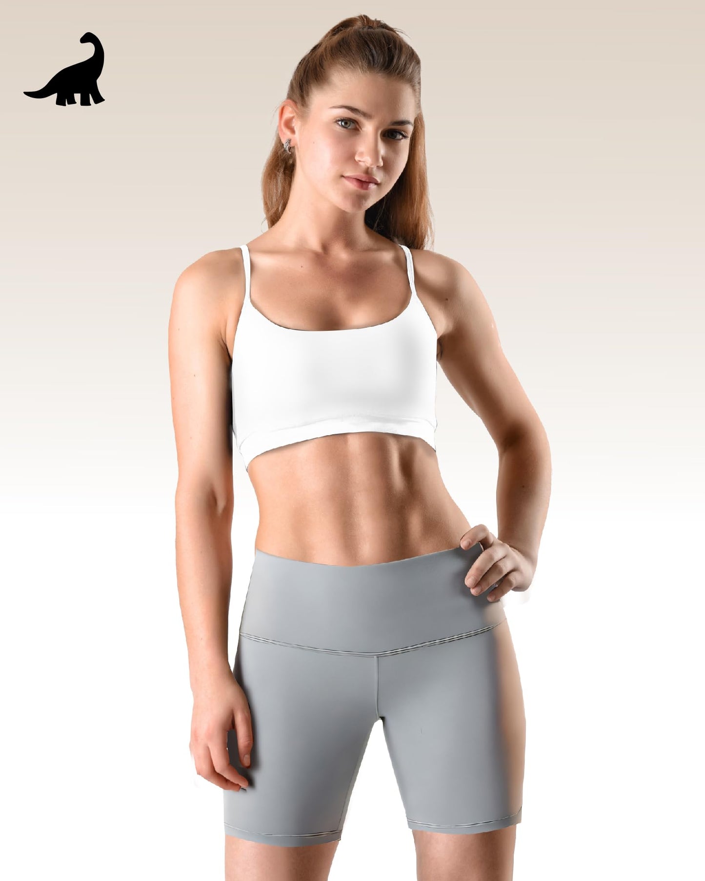 SURF CUZ Women's Board Shorts 5" Seamless Gym Biker High Waist Running Spandex Yoga Tummy Control Leggings Light Gray