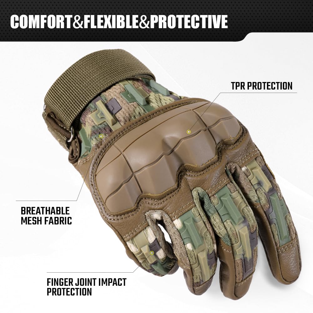AXBXCX Tactical Gloves for Men Touch Screen Motorcycle Airsoft Paintball Motorbike Outdoor Full Finger Gloves Camouflage L