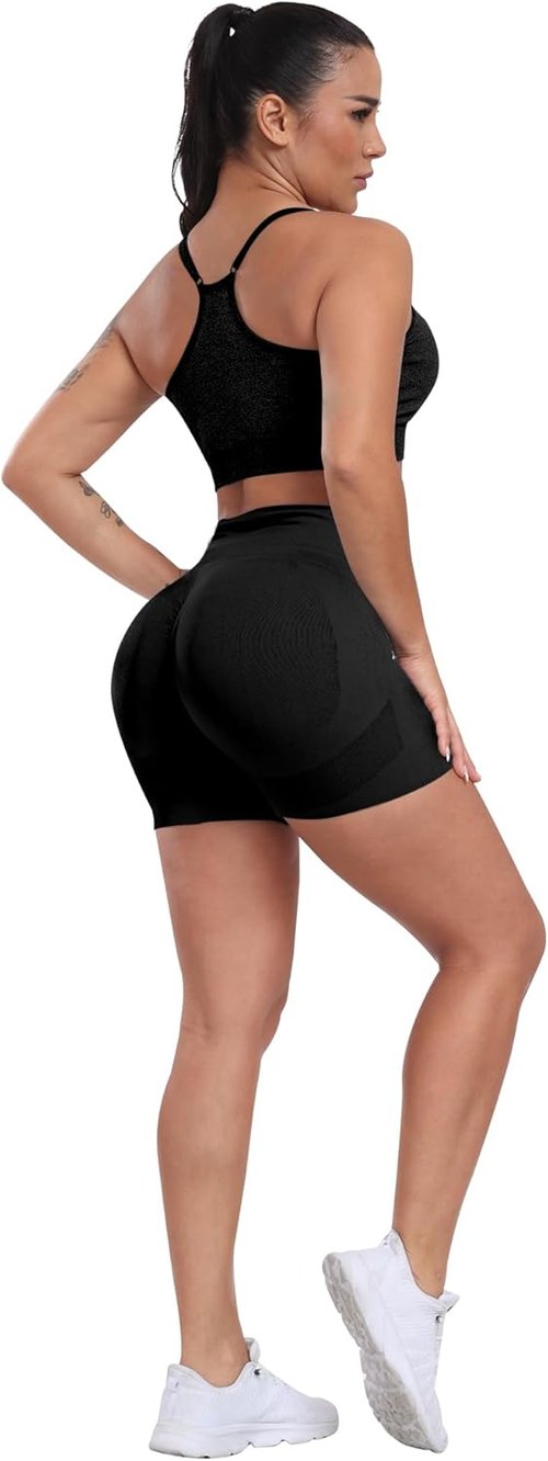 CHRLEISURE Women's High Waisted Booty Shorts - 4 Pack Seamless Workout Gym Shorts for Ultimate Comfort