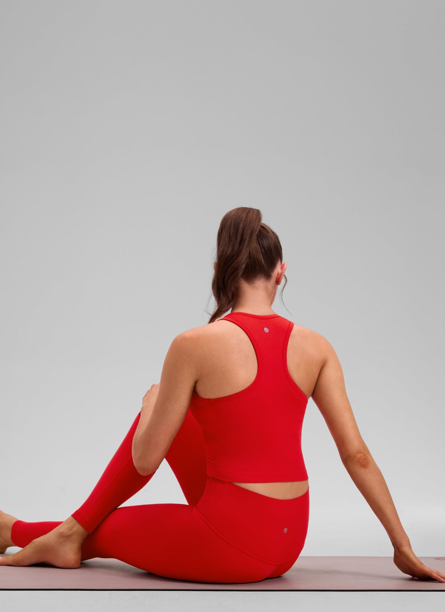 CRZ YOGA Seamless Rib Racerback Crop Tank Deep Red Medium