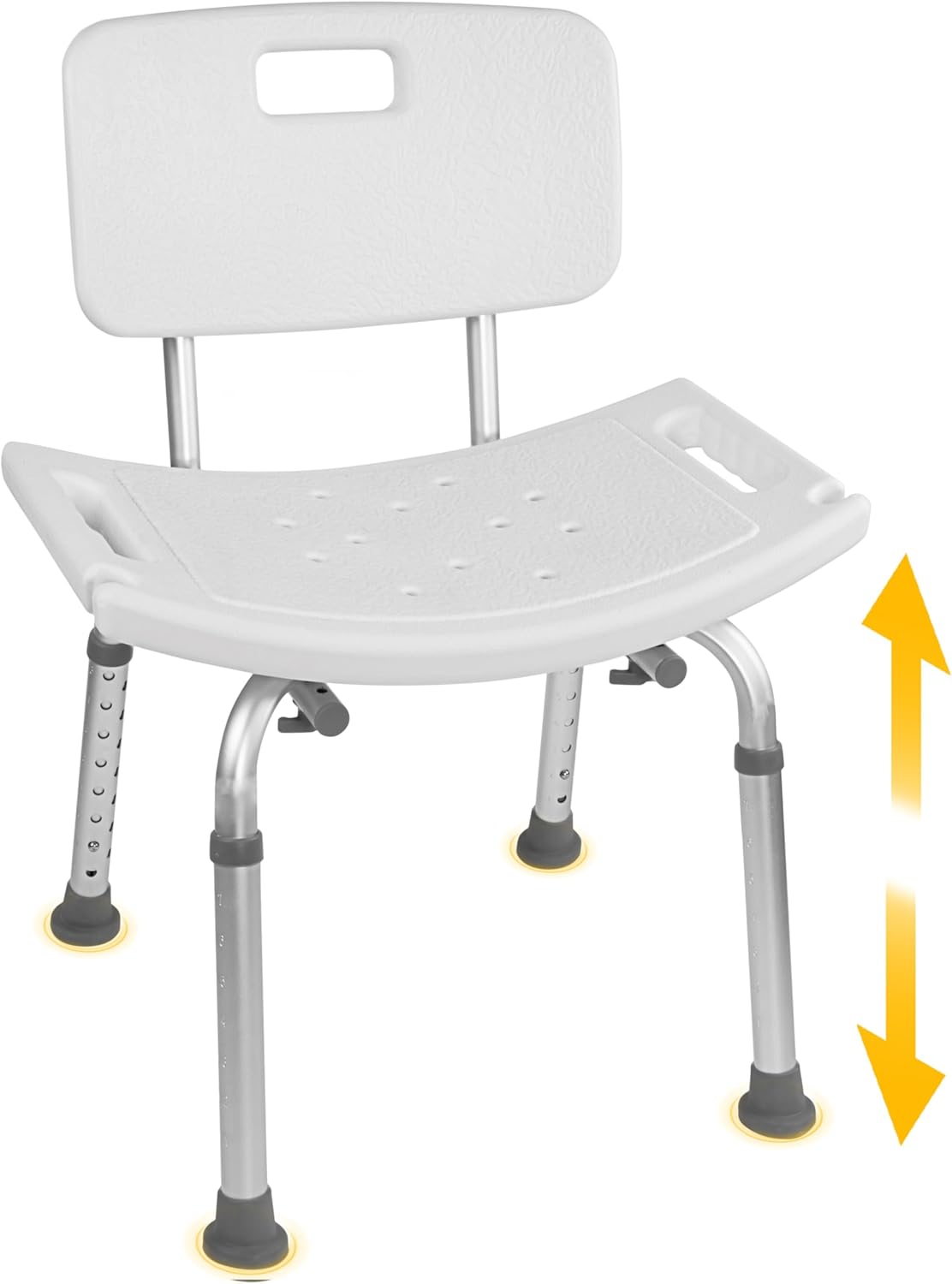 Vaunn Adjustable Shower Chair - Tool-Free Assembly Spa Bathtub Seat Bench with Removable Back