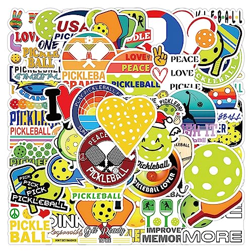 Pickleball Stickers - 50 Cute Vinyl Decals for Laptops & Water Bottles