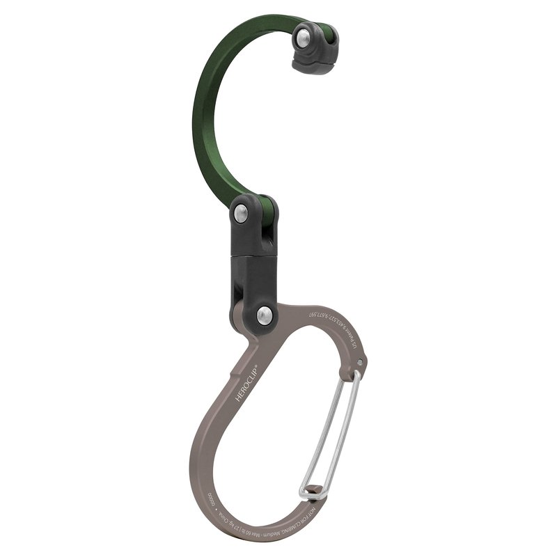 GEAR AID HEROCLIP Carabiner Gear Clip and Hook (Medium) for Camping, Backpack, and Garage Organization, Forest Green