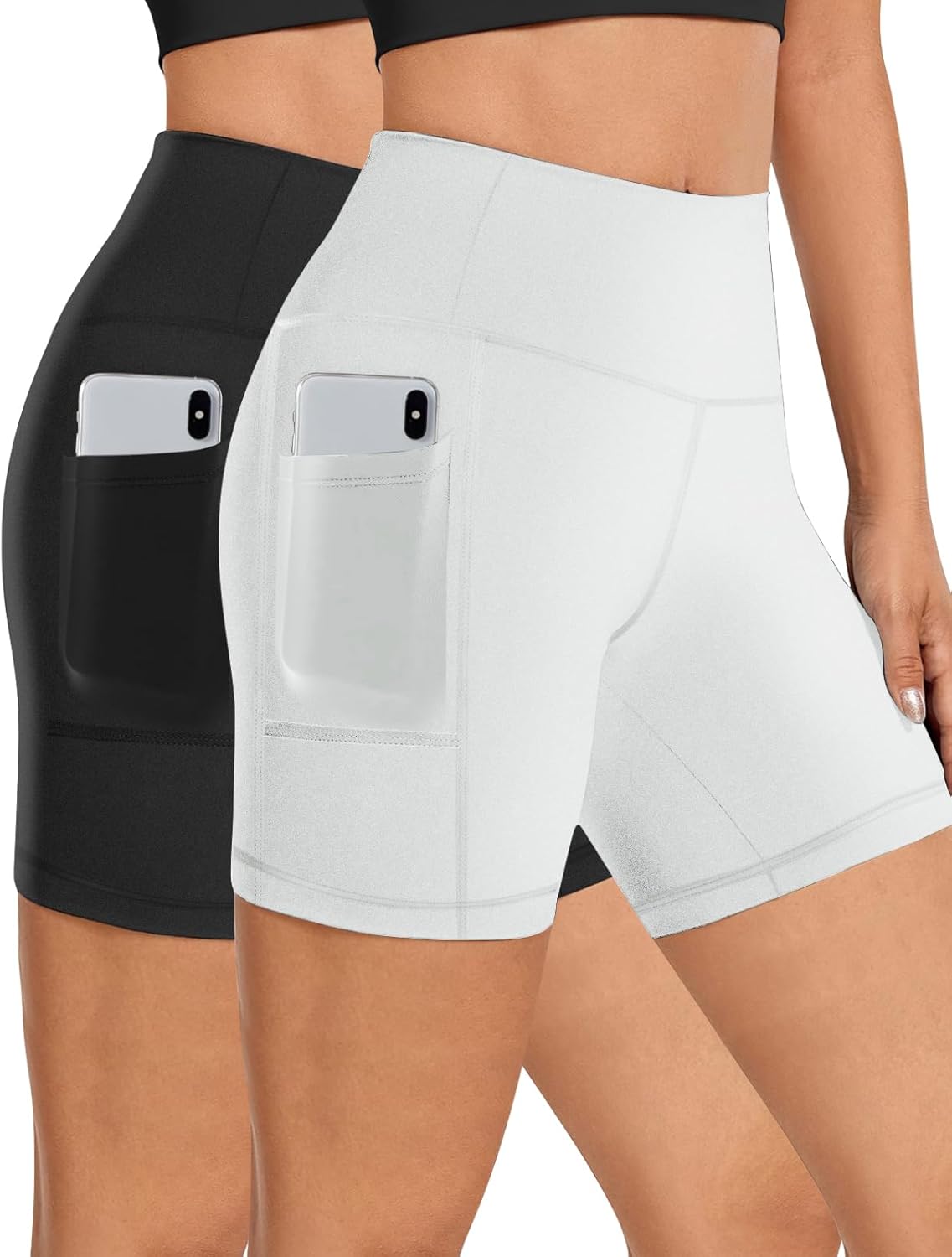 Skiennix Women's Biker Shorts - High Waisted Tummy Control with Pockets | Stretchy Spandex for Yoga & Gym
