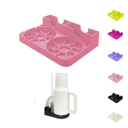 Czrqvyx Silicone Water Bottle Drying Rack - Collapsible Cup Dryer Holder for 20/30/40 oz Tumblers, Baby Bottles, Mugs & Glasses | Non-Slip Base for Kitchen/RV/Travel(Pink, 2 in 1)