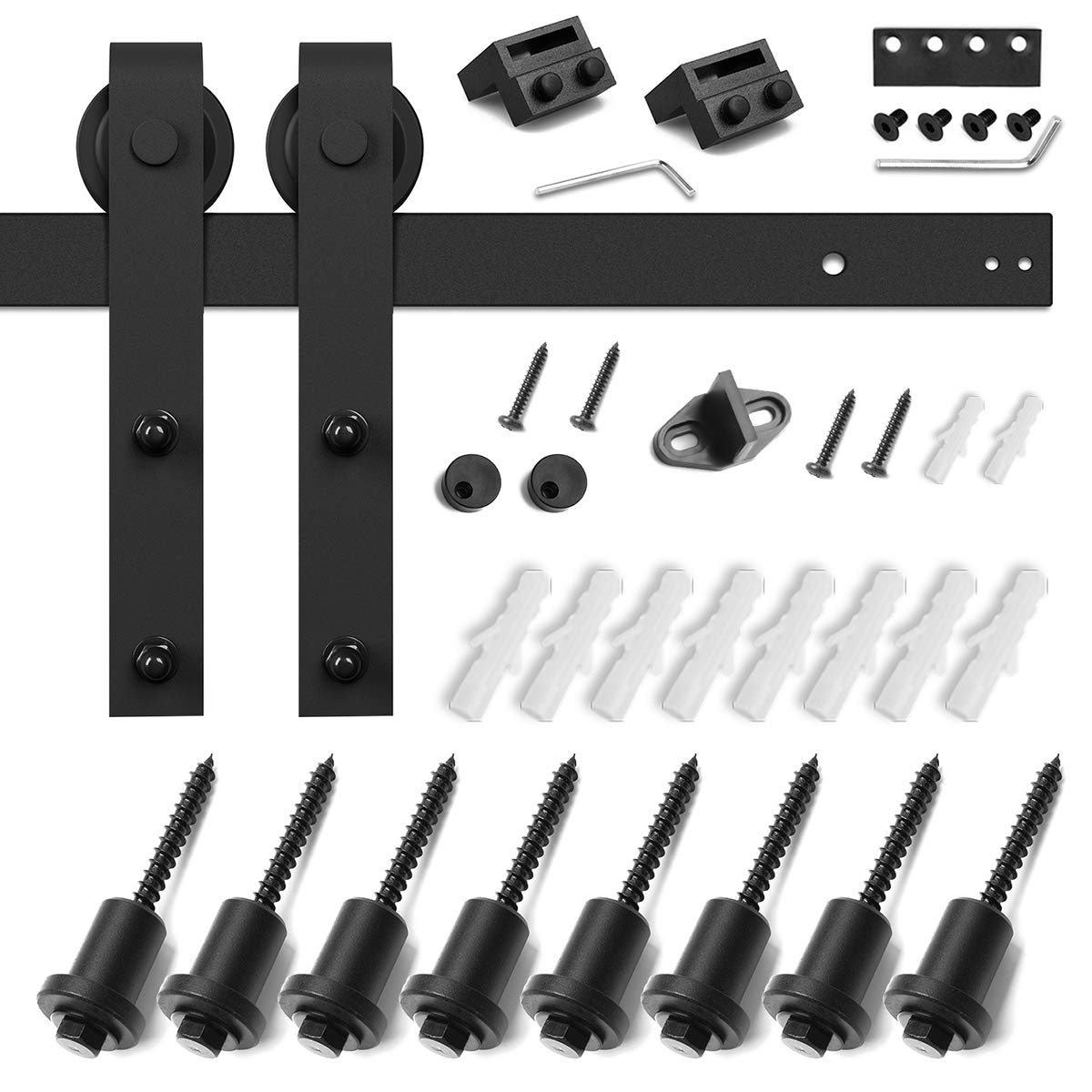 SMARTSTANDARD 10FT Sliding Barn Door Hardware Kit, Heavy Duty Track-Smoothly and Quietly-Includes Detailed Installation Instruction Fit 60" Wide Door Panel (J Shape Hanger) Black