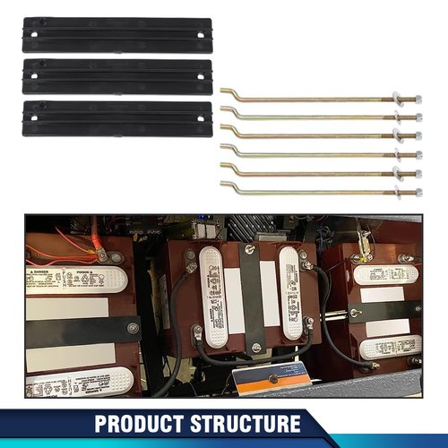 PIT66 Golf Cart Battery Hold Down Retainer Plate Rod Kit Compatible with Club Car DS and Carryall Electric Golf Cart 1981-2013