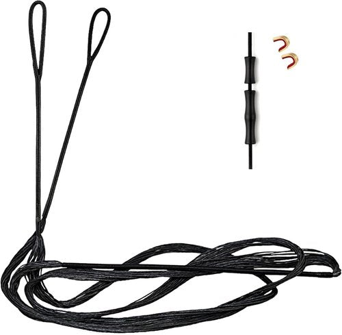 Deerseeker Archery Bow String Replacement - Dacron Bowstring with Finger Protector & Nock Points | 12-16 Strands for Recurve & Longbow (48-70 Inches)