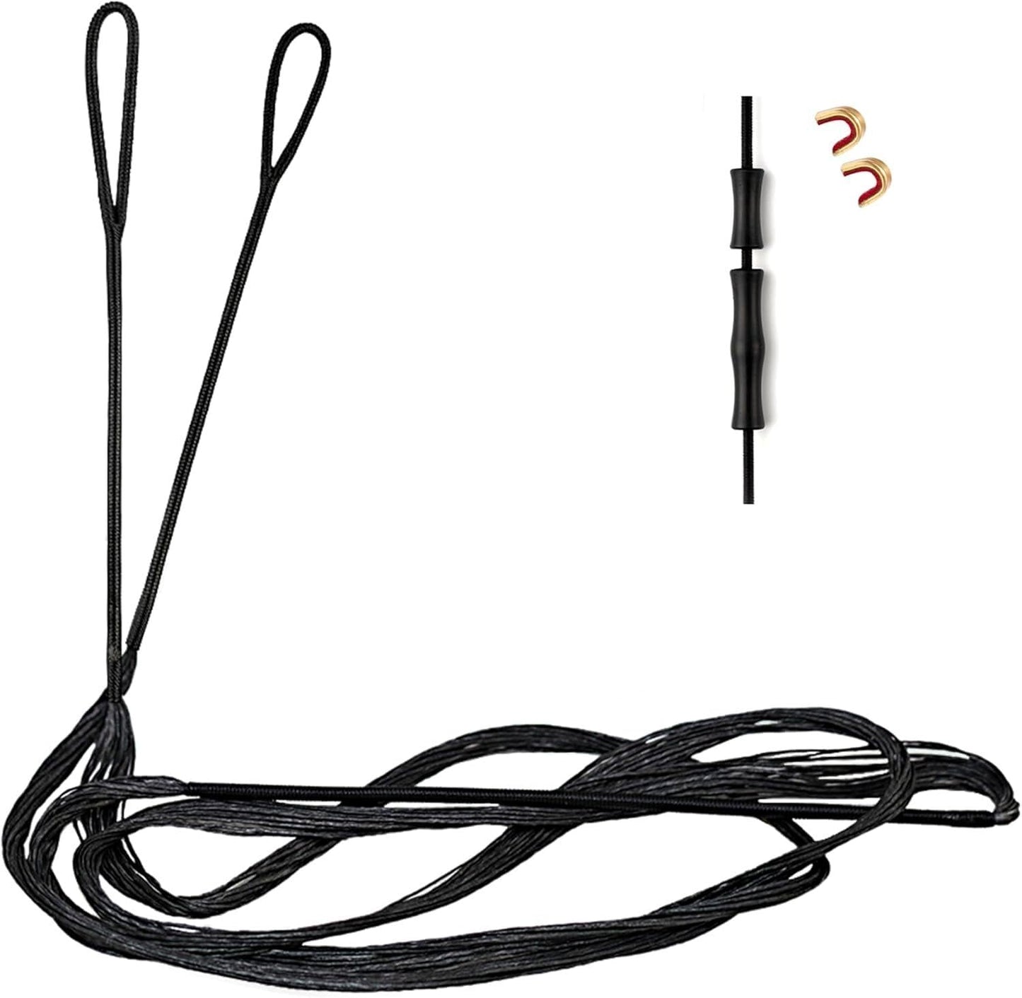 Deerseeker Archery Bow String Replacement with Finger Protector & 2 Nock Points Dacron Bowstring 12, 14, 16 Strands Bow Accessories for Recurve Bow Traditional Longbow （12-AMO 48"）