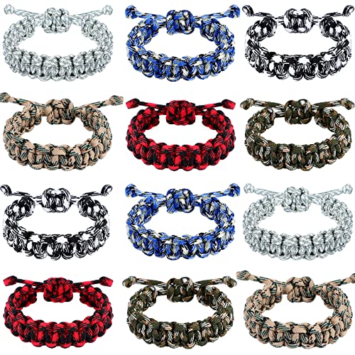 Bonuci 12 Pack Paracord Survival Bracelets Adjustable Outdoor Gear