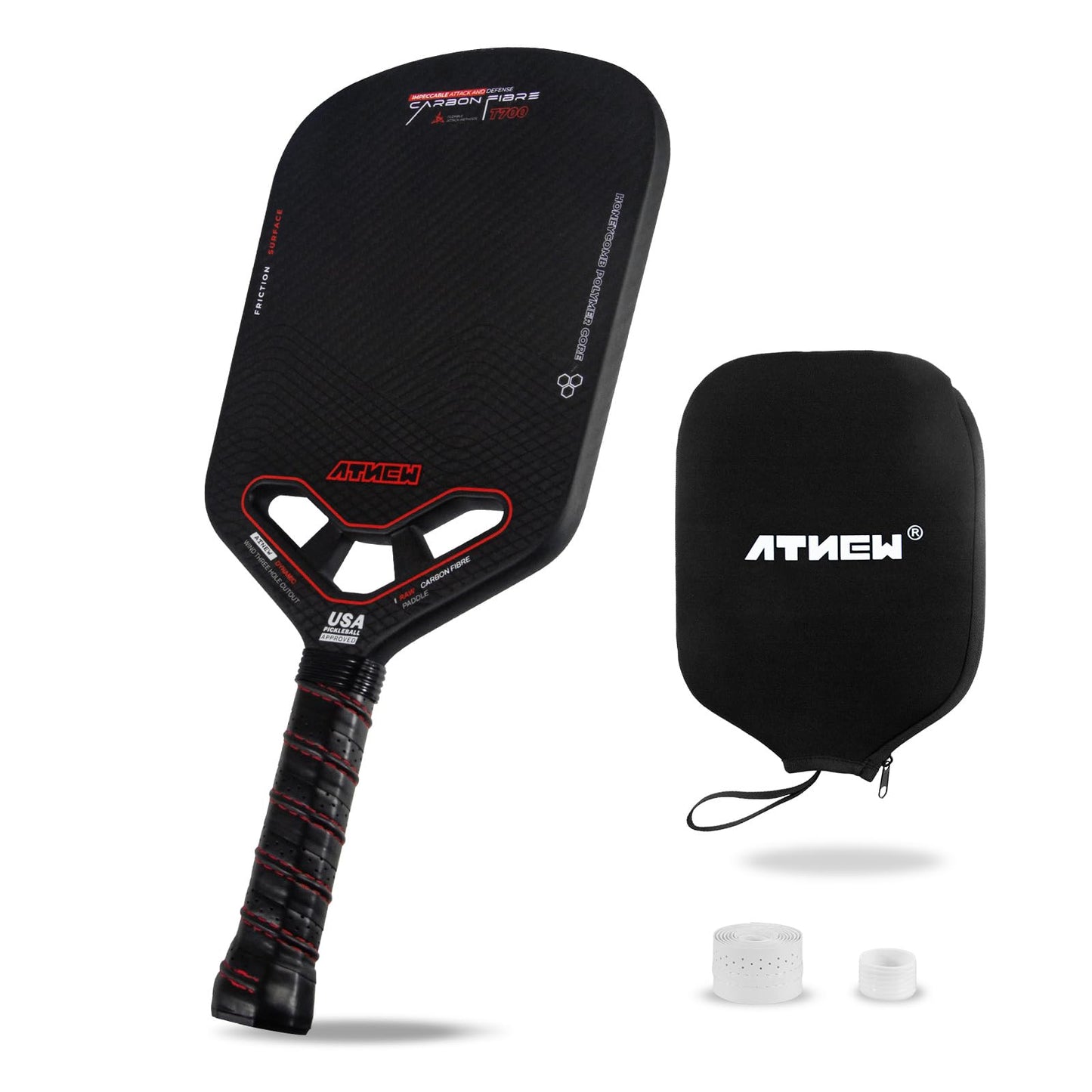 Pickleball Paddles T700 3K Carbon Fiber Picklebll Paddle with Aero Throat Edgeless Designed 16MM Thermoformed Pickleball Racket USAPA Approved