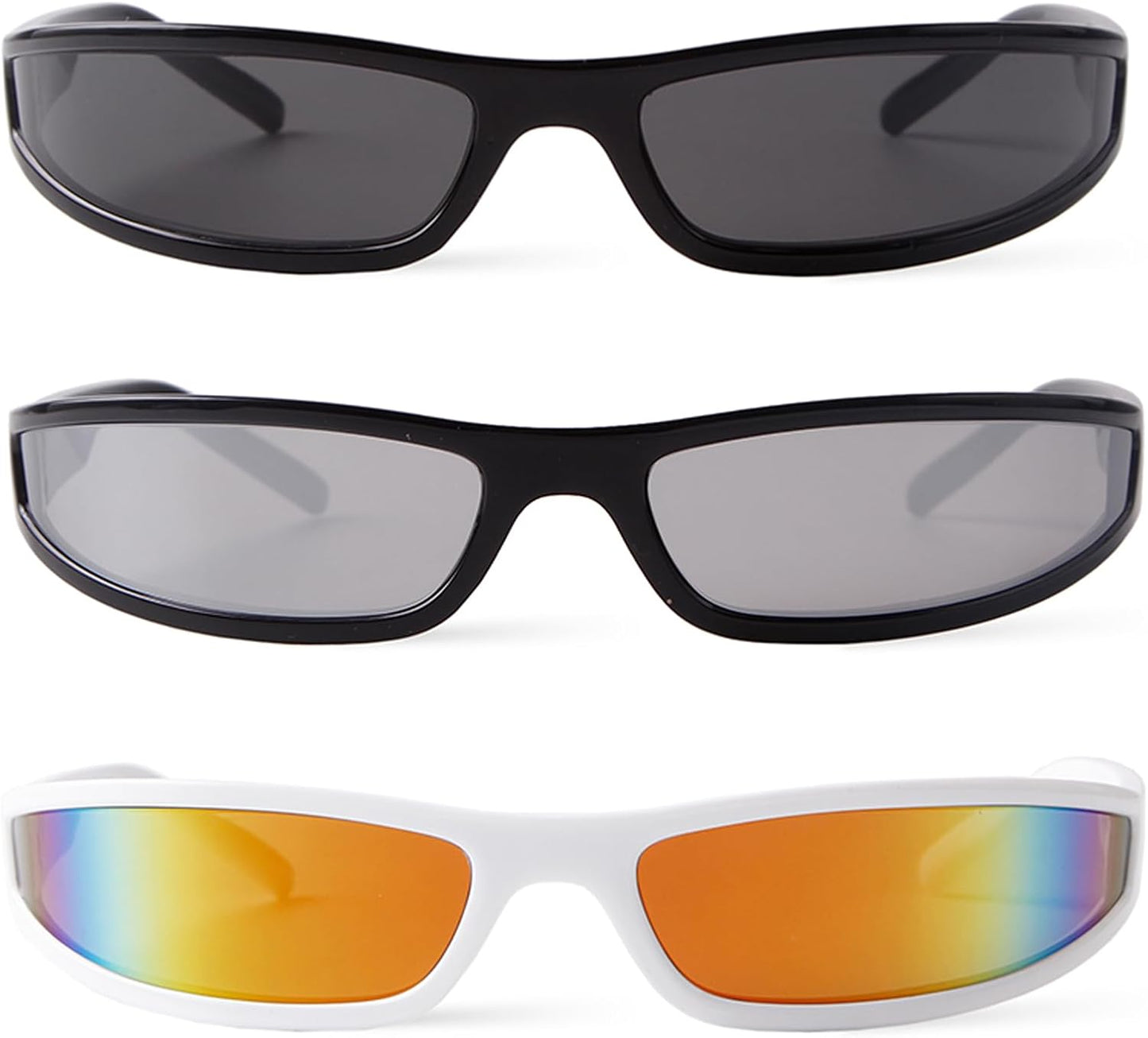 Skiennix Y2K Wrap Around Sunglasses - Futuristic Small Narrow Frame Shades for Men & Women