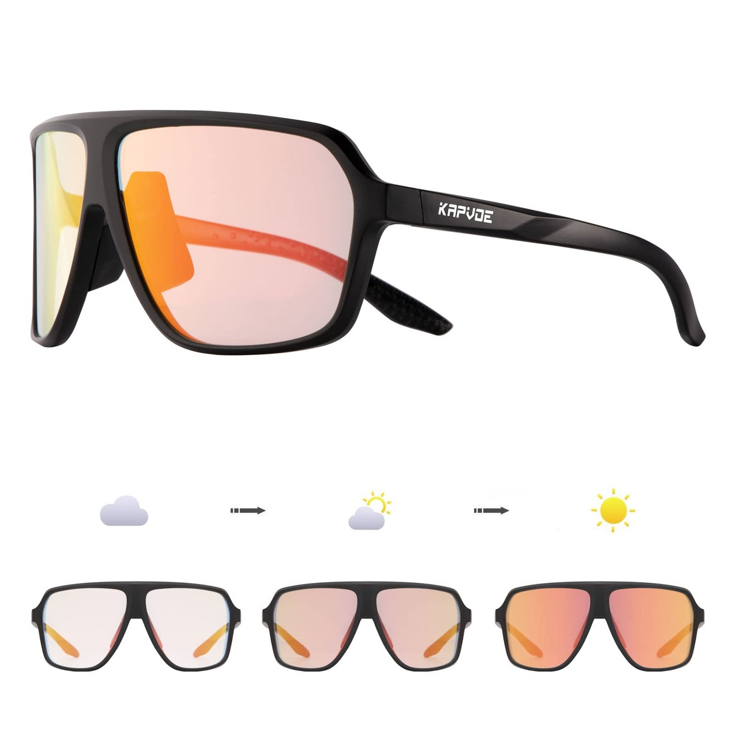 KAPVOE Photochromic Cycling Glasses for Men Women Sports Sunglasses MTB Biking Sunglasses UV Protection K64