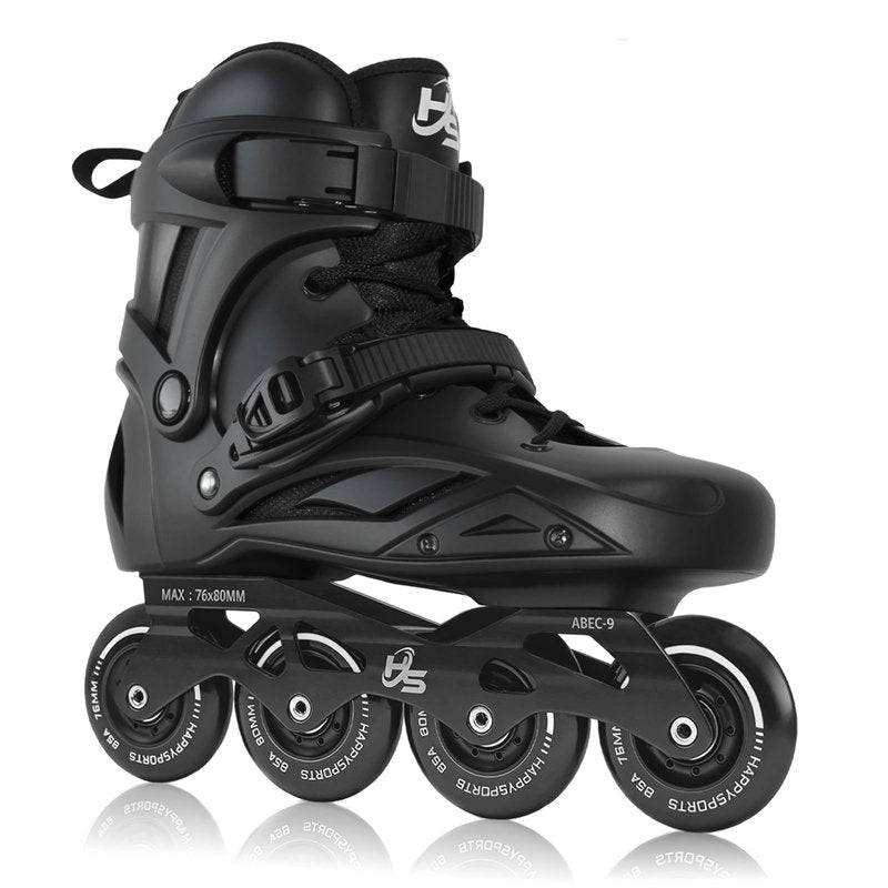HSHVHSH Inline Skates for Women Men, Professional Fitness Roller Skates Blades with PU Wheels for Male, Female, High Performance Skates for Beginner, Black (Men10-11/Women11-12)