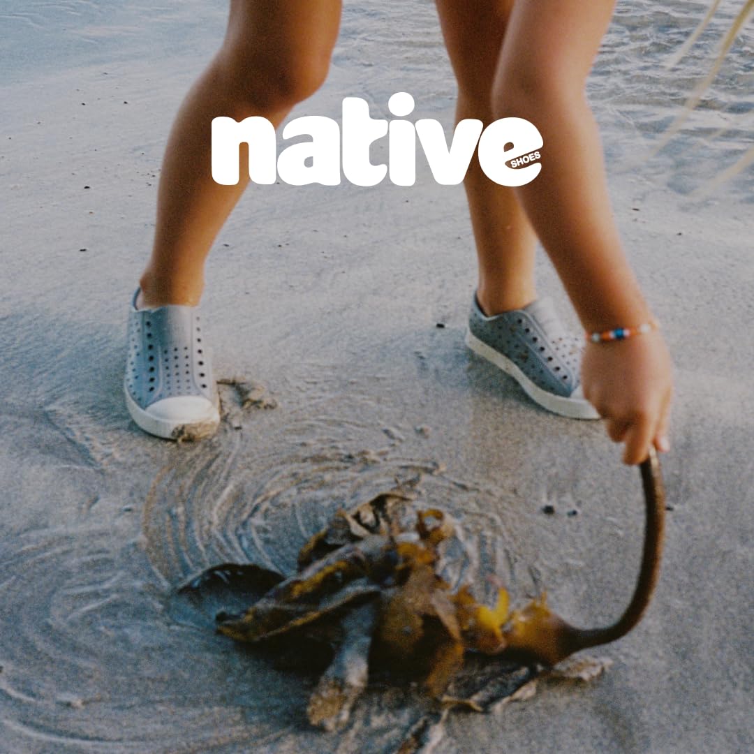 Native Shoes Unisex-Kids Jefferson Print Sneakers, Aquarius Blue/Shell White/Hilly UV Blur, 2 Little Kid